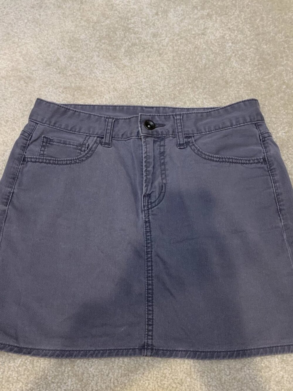 Blue Gray Denim High Rise A-Line Mini Skirt